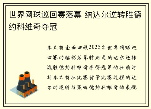 世界网球巡回赛落幕 纳达尔逆转胜德约科维奇夺冠